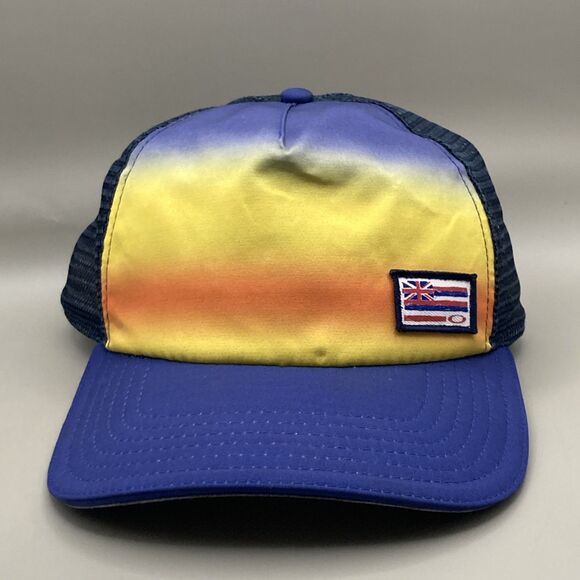 Rare OAKLEY TINCAN FLAG HAWAII Blue MEN'S HAT CAP Trucker Mesh ONE Size Rainbow - Picture 1 of 10